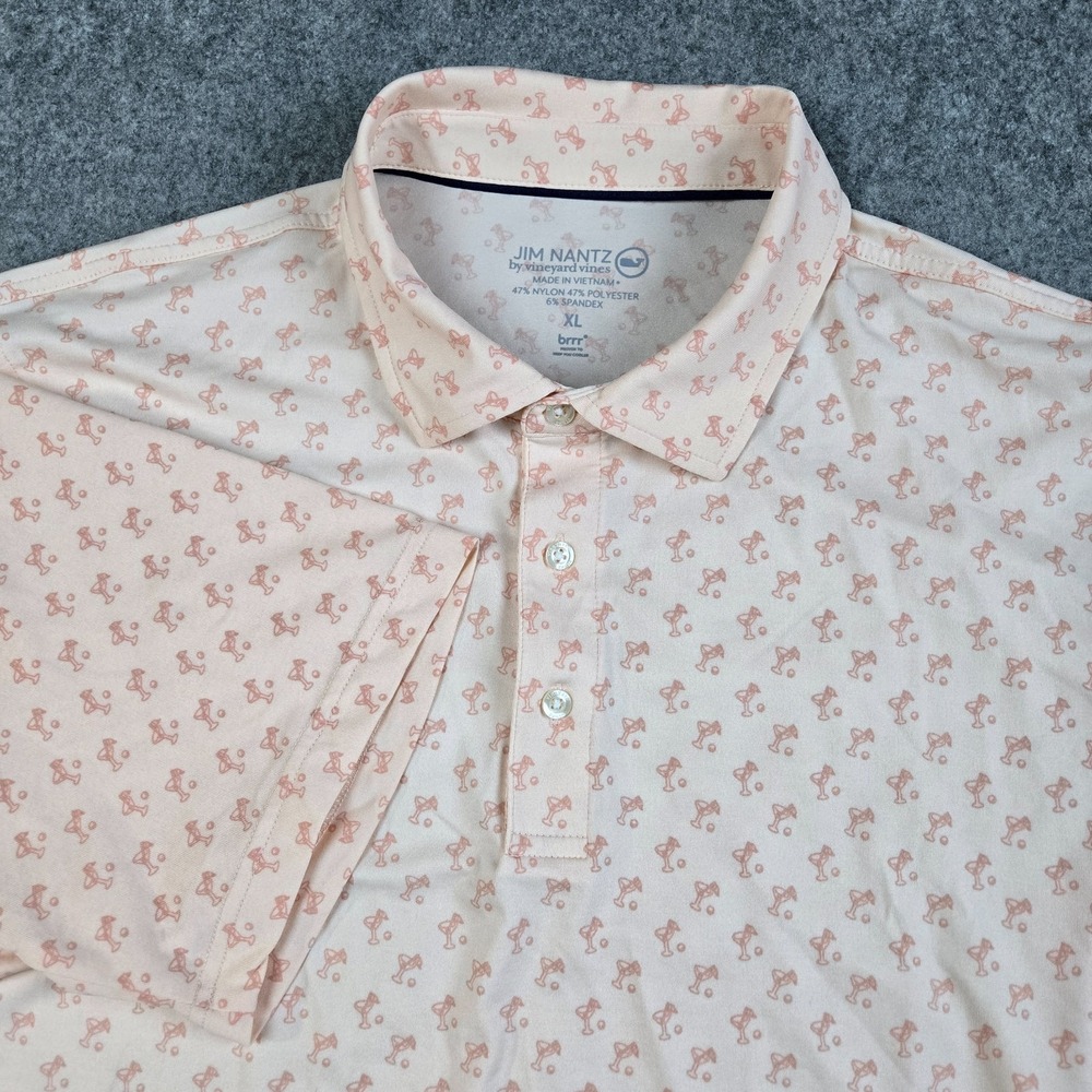 Vineyard Vines Polo Shirt Mens XL Martini Beach Cruise Golf Jim Nantz Drinking